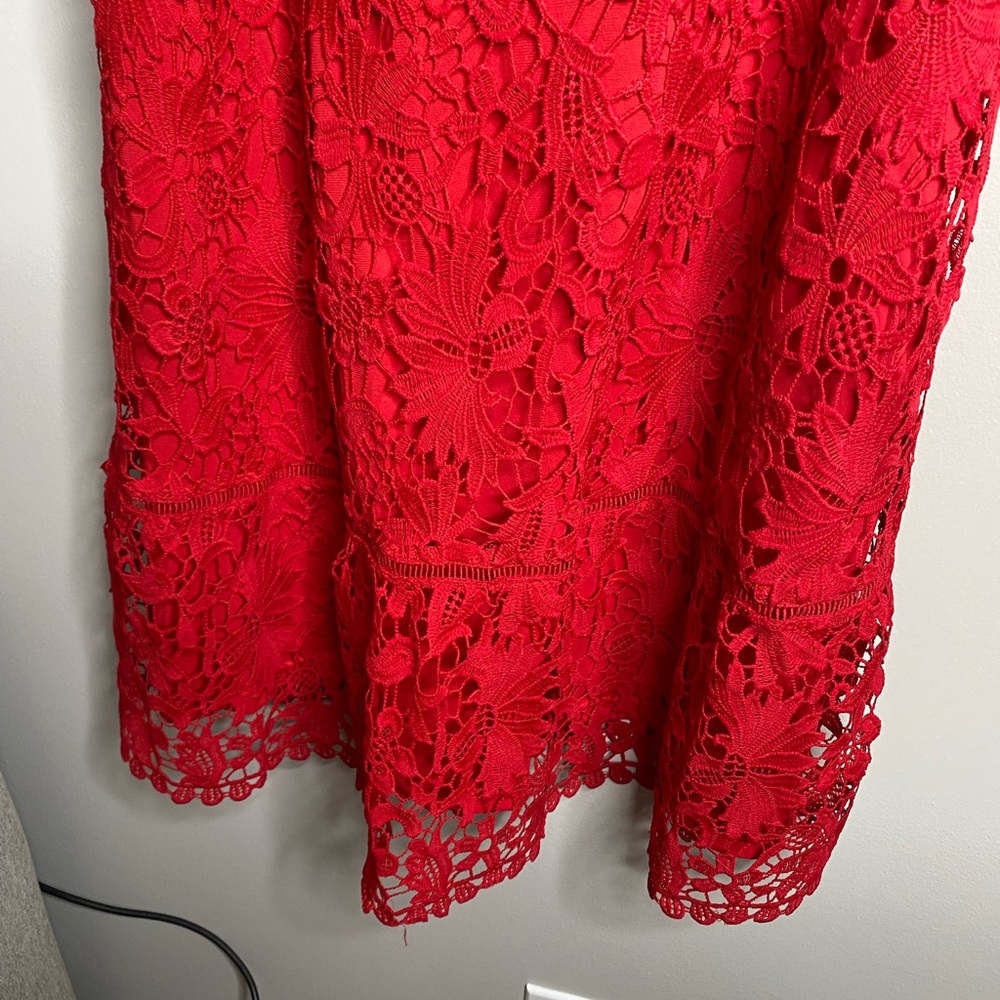 CITY CHIC Dream Of Lace Dress Red Scarlet - Picture 8 of 9